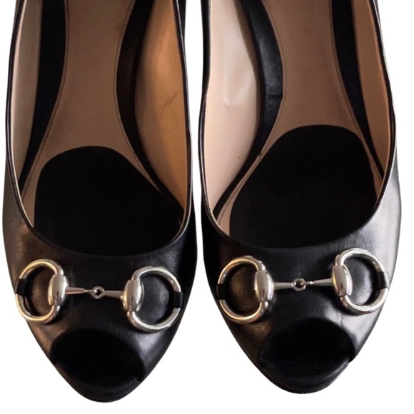 Gucci Horsebit Peep Toe Classic Heels - Picture 7 of 8